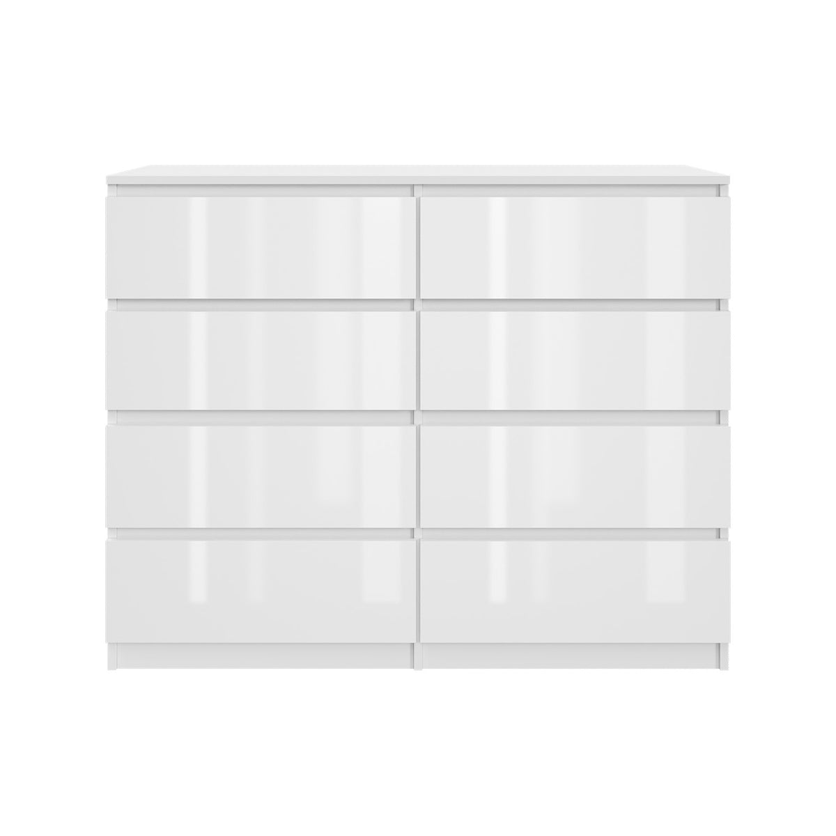 Komoda MODO 100 cm 8 szuflad Biały połysk
