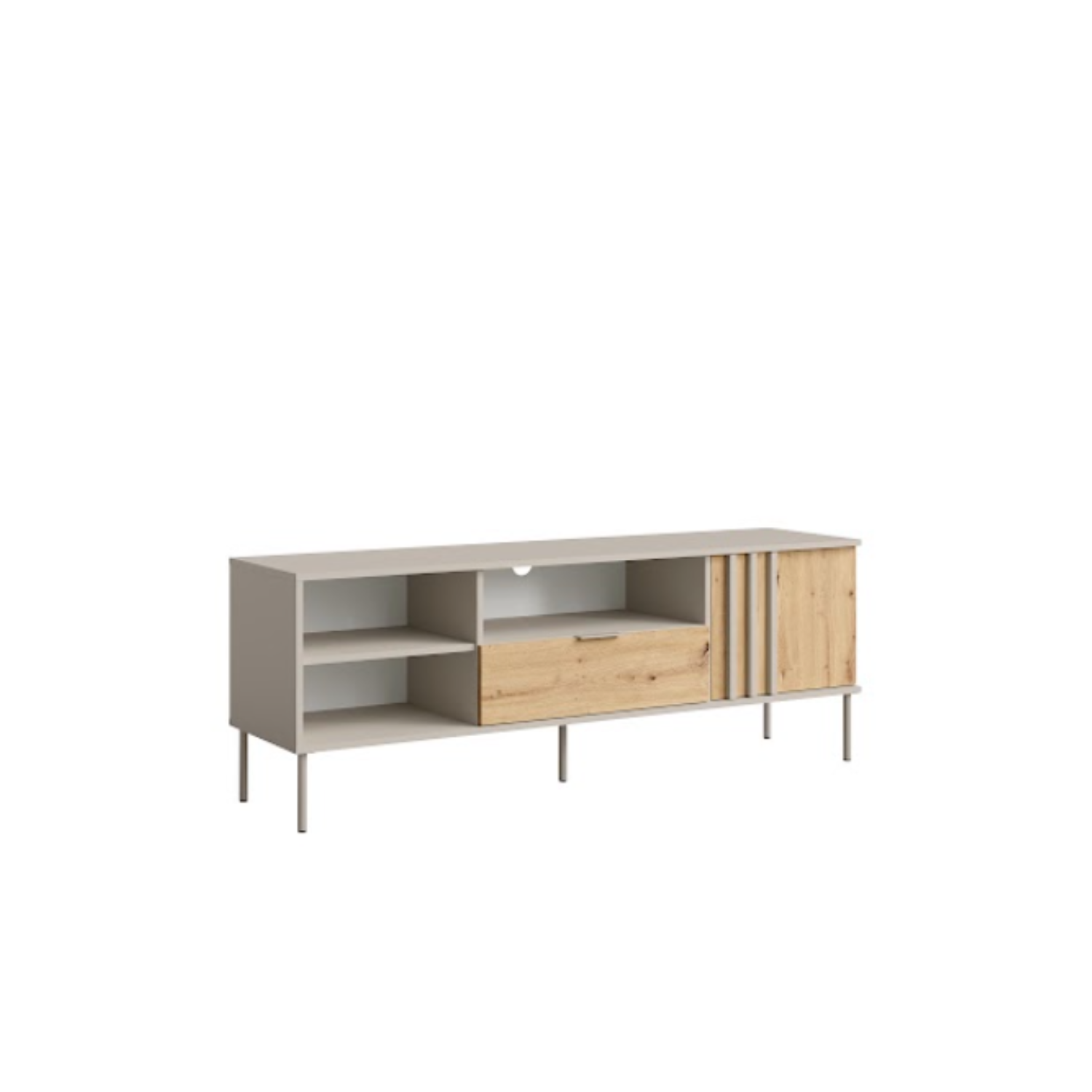 Szafka RTV NESTILA 160 cm Kaszmirowy beż + Dąb artisan