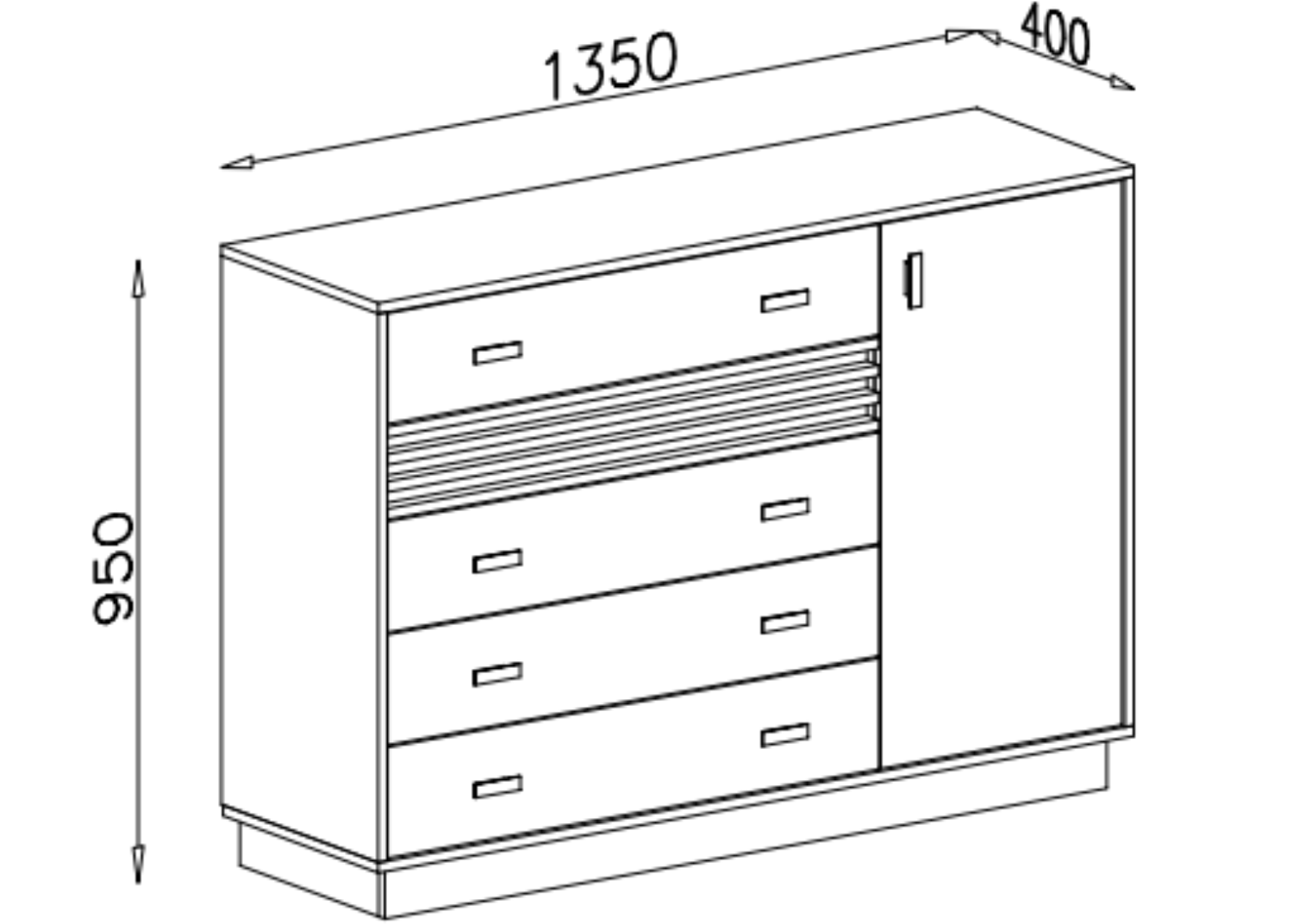 Komoda VELLUTO 135 cm z szufladami Kaszmir