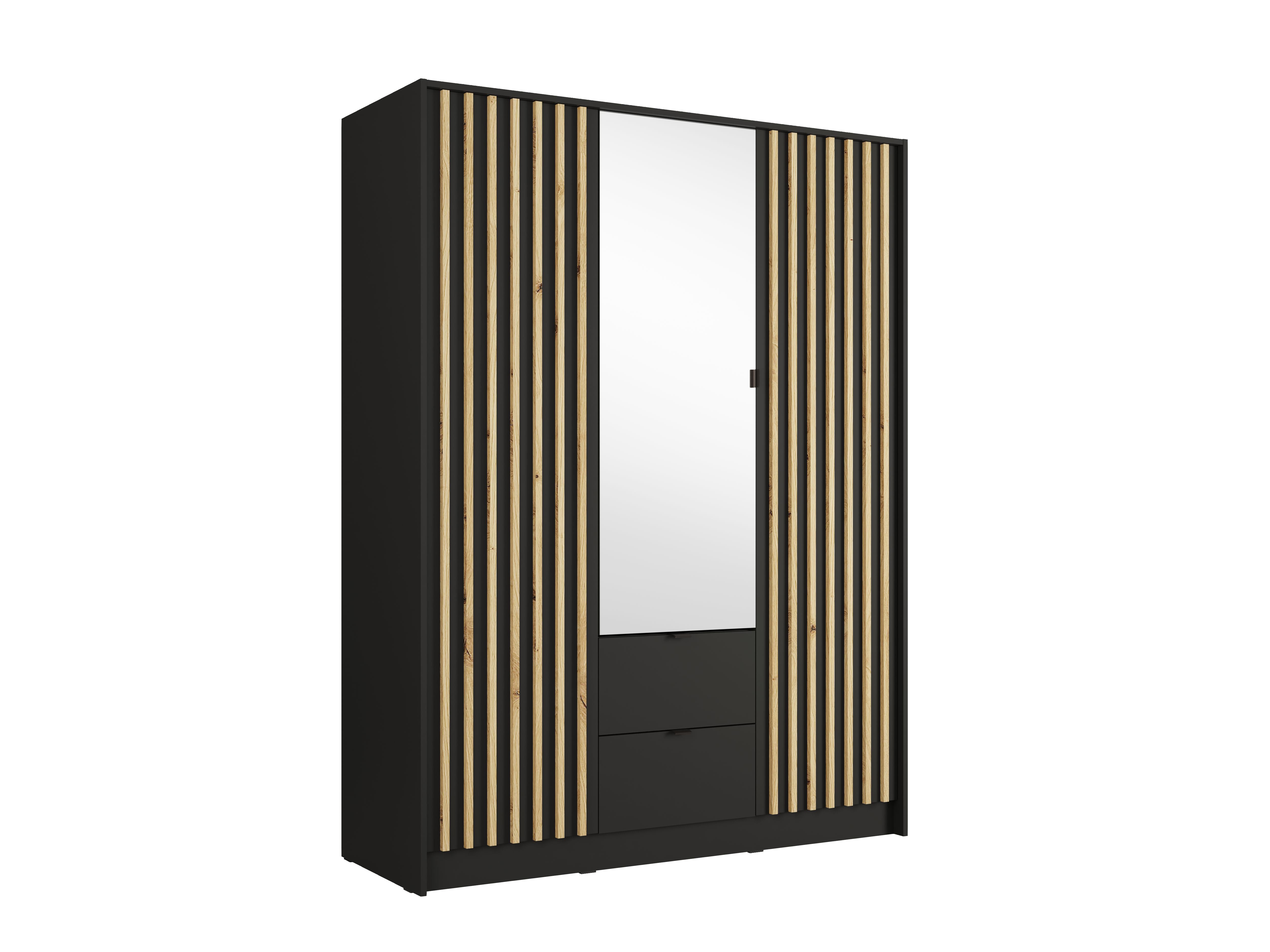Szafa trzydrzwiowa z lustrem LUNOMA 150 cm Czarny onyx
