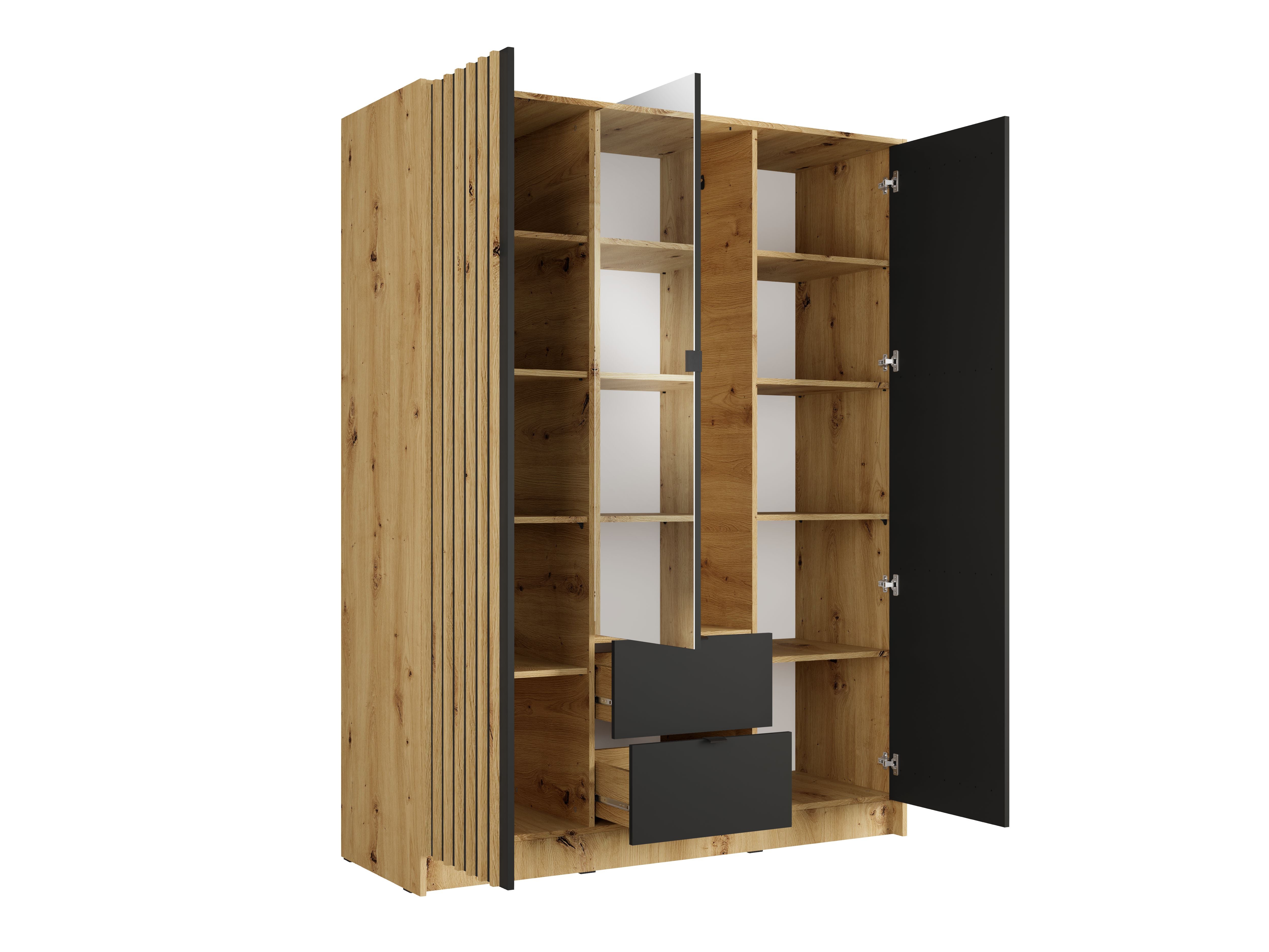 Szafa trzydrzwiowa z lustrem LUNOMA 150 cm Dąb artisan