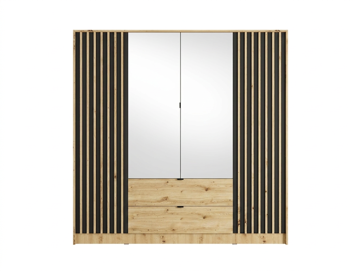Szafa czterodrzwiowa z lustrem LUNOMA 200 cm Dąb artisan