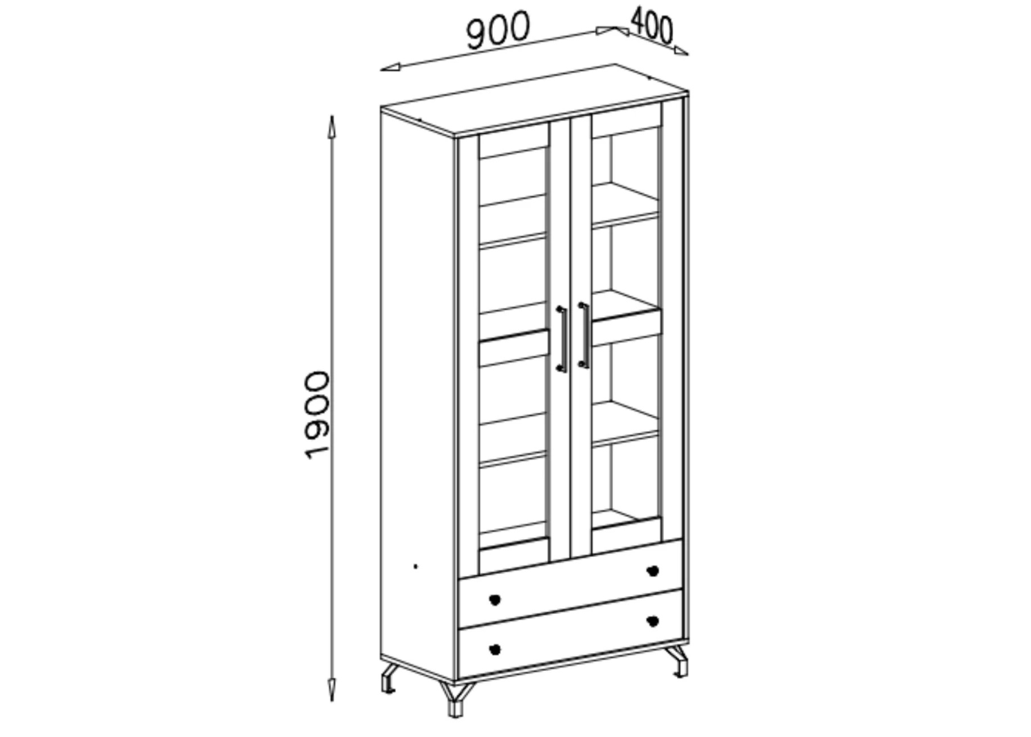 Witryna dwudrzwiowa MONO 90 cm Biały połysk