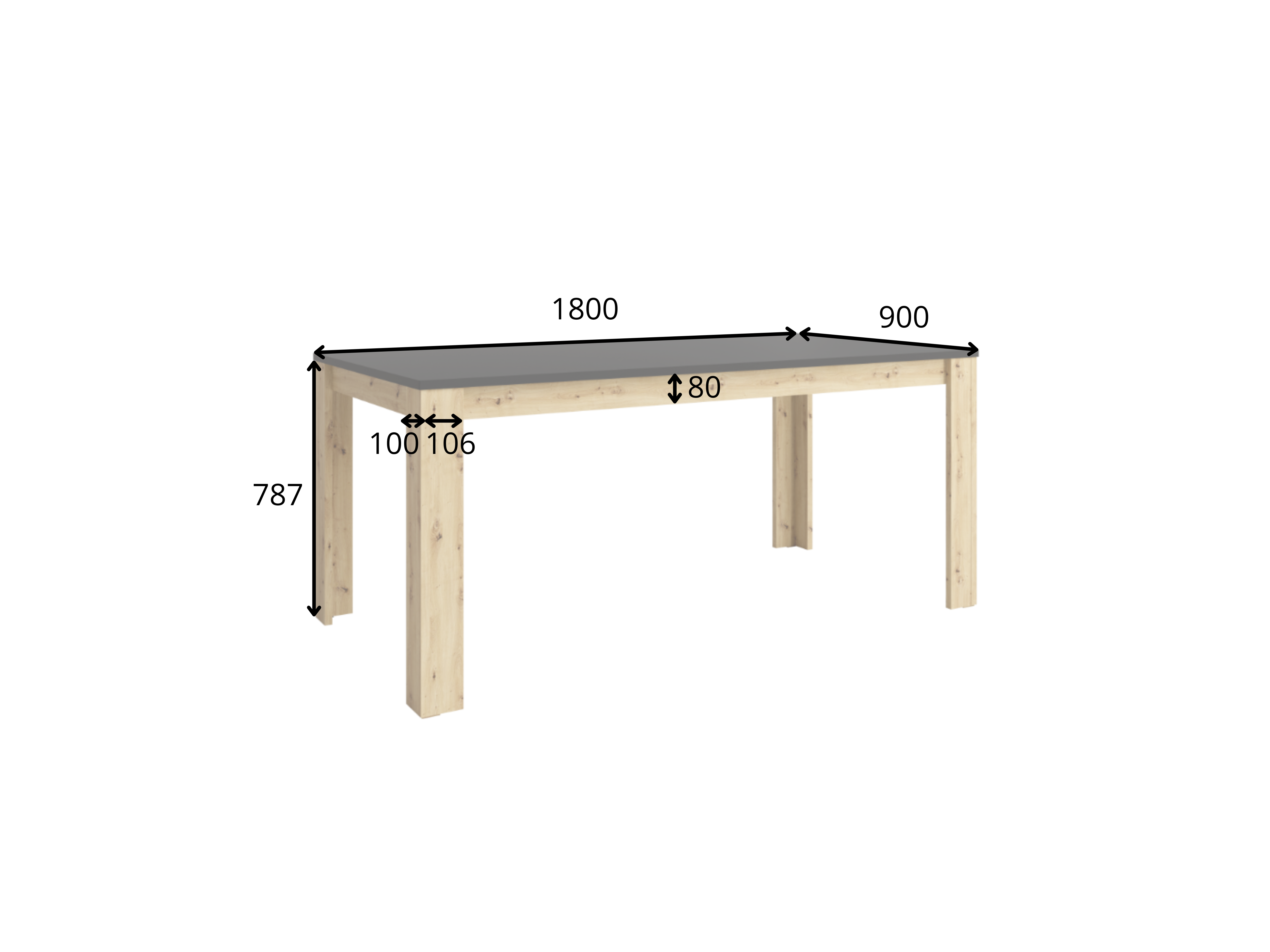 Stół do jadalni NESTILA 180 cm Czarny + Dąb artisan