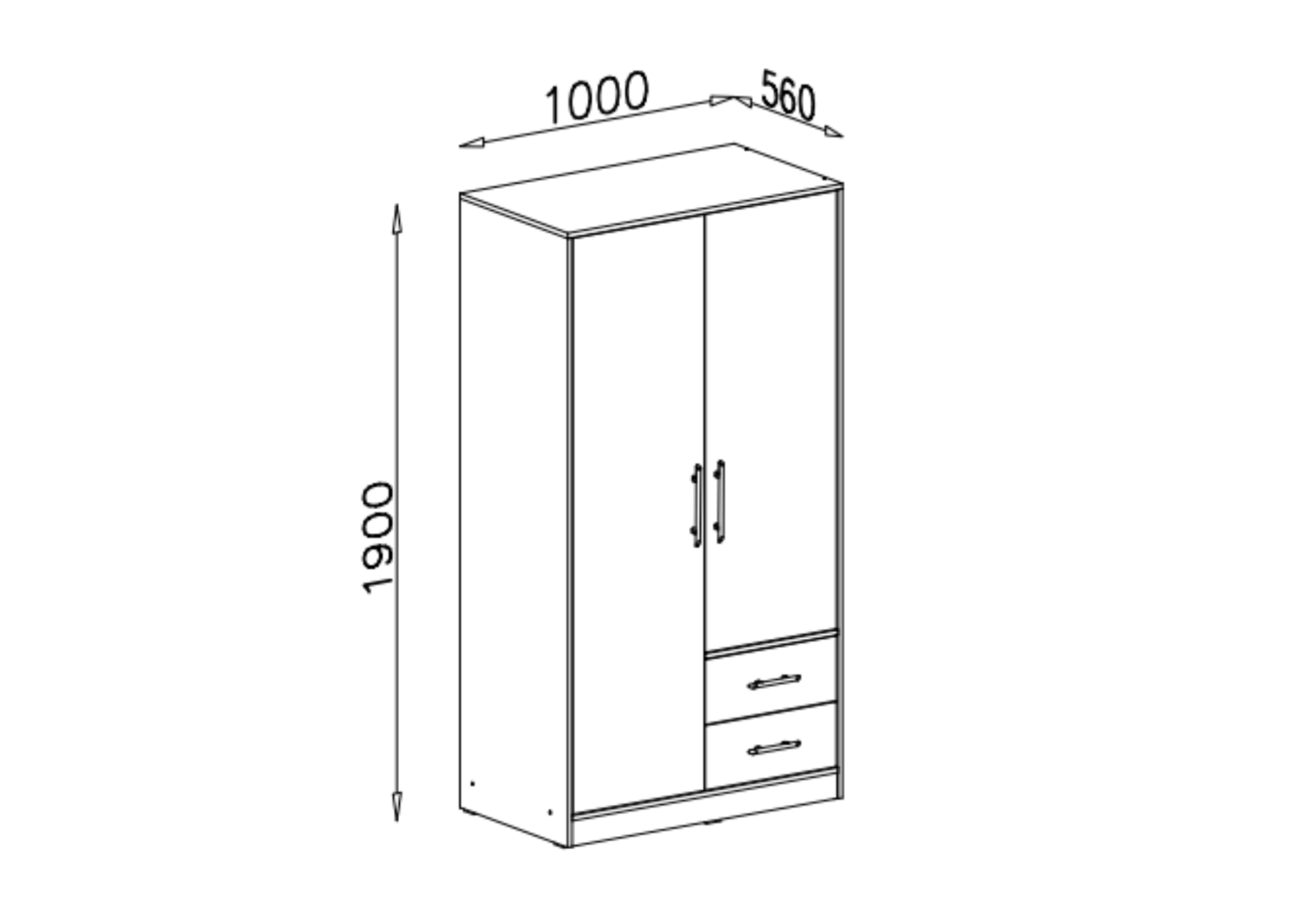 Szafa dwudrzwiowa VENTO z lustrem 100 cm Kaszmir