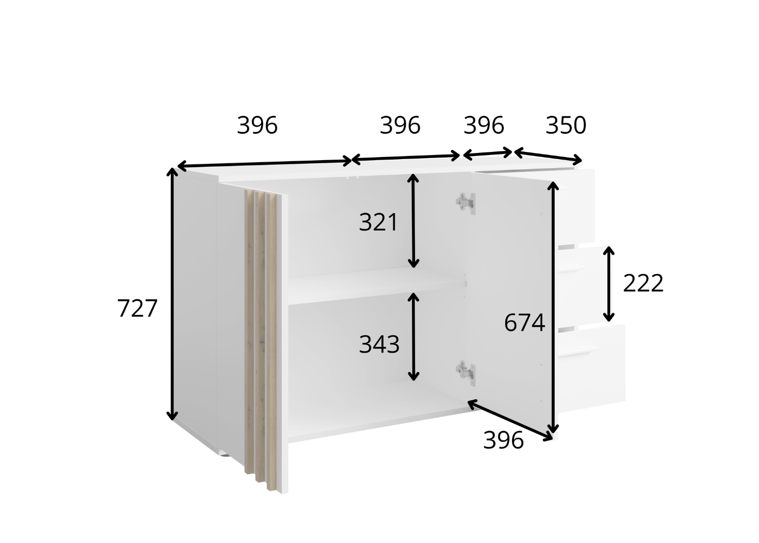 Komoda FENDO z szufladami 120 cm Czarny