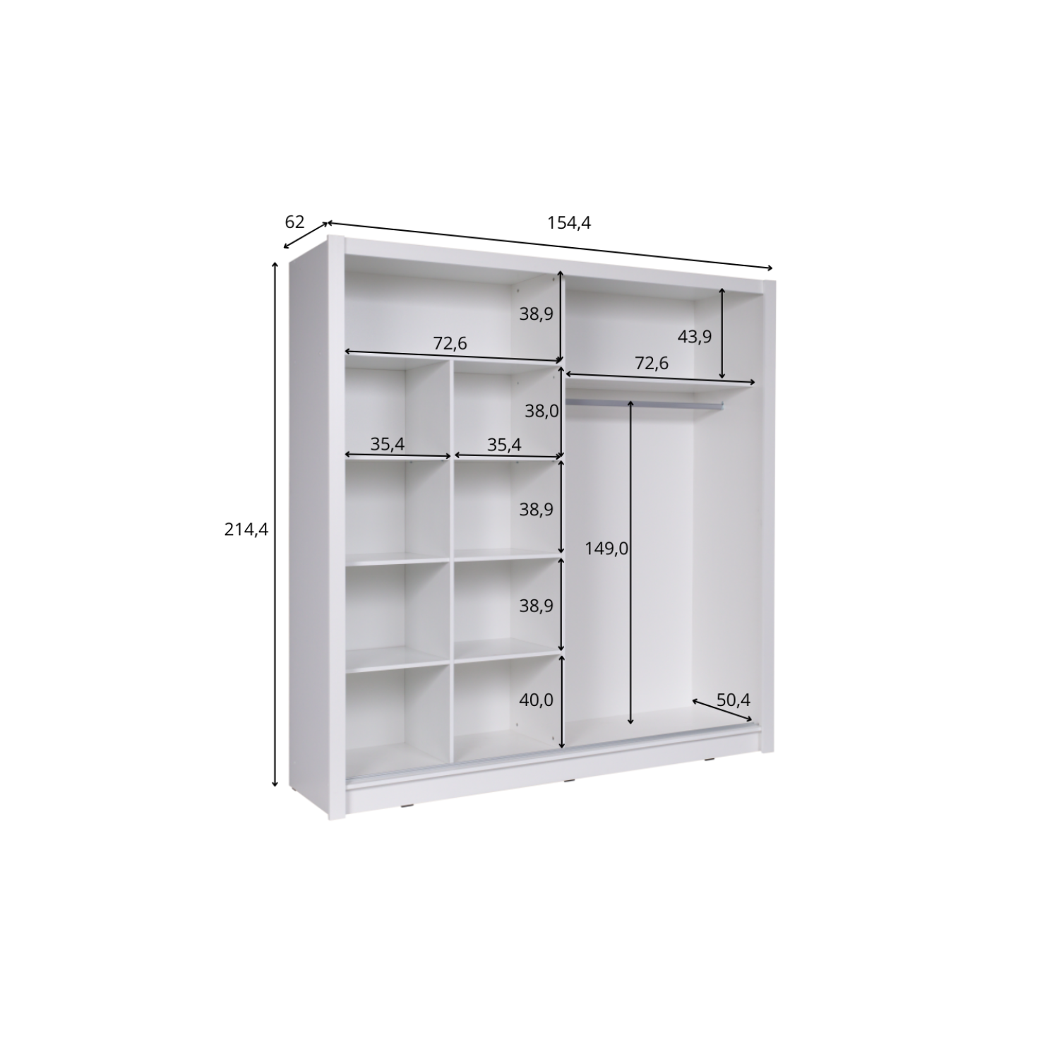 Szafa przesuwna z lustrem SELAR 150 cm Szary