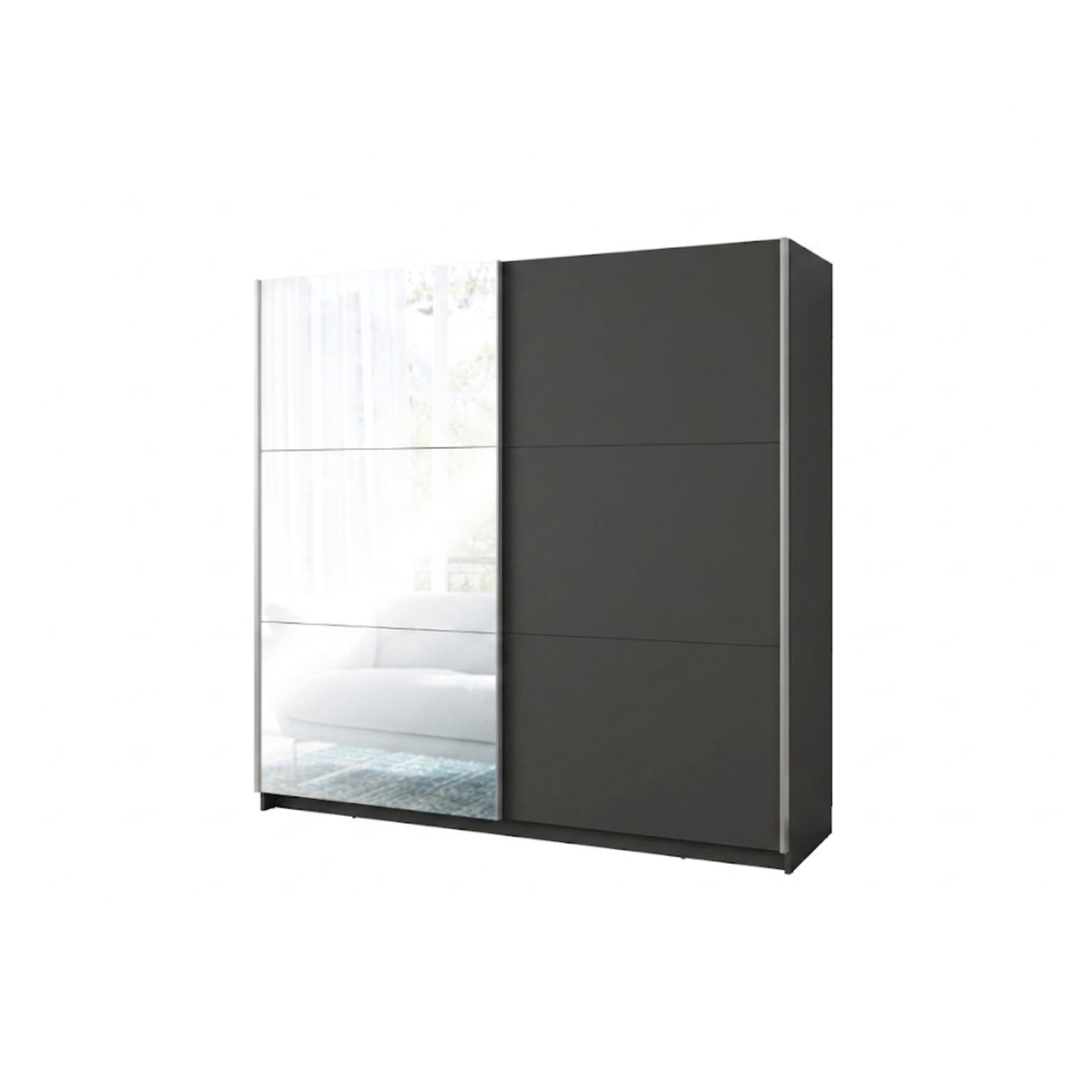 Szafa przesuwna z lustrem ZAIDA 150 cm Szary