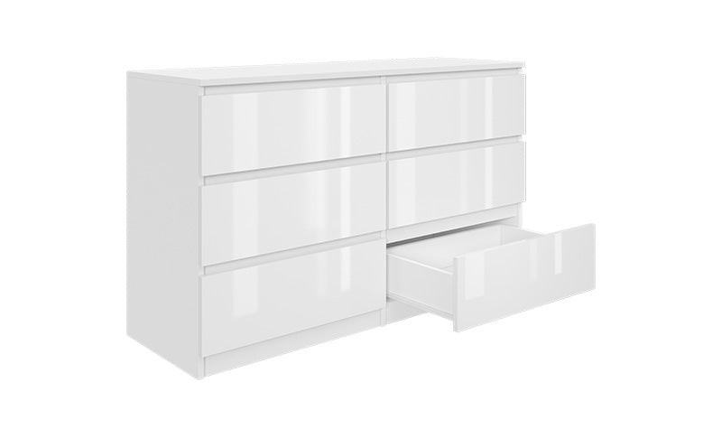 Komoda MODO 100 cm 6 szuflad Biały połysk
