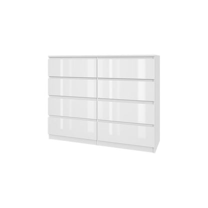 Komoda MODO 100 cm 8 szuflad Biały połysk