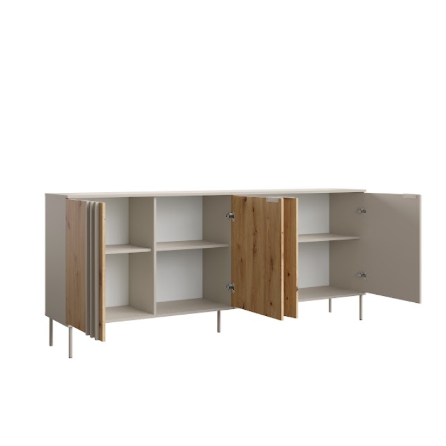 Komoda NESTILA 220 cm Kaszmirowy beż + Dąb artisan
