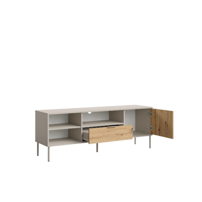 Szafka RTV NESTILA 160 cm Kaszmirowy beż + Dąb artisan