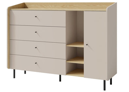 Komoda AURELIA 150 cm z szafką i szufladami Jasny Beż