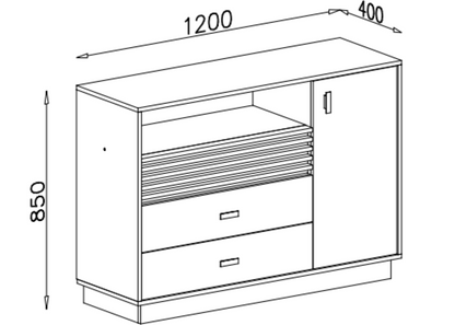Komoda VELLUTO 120 cm z półką Jasny dąb