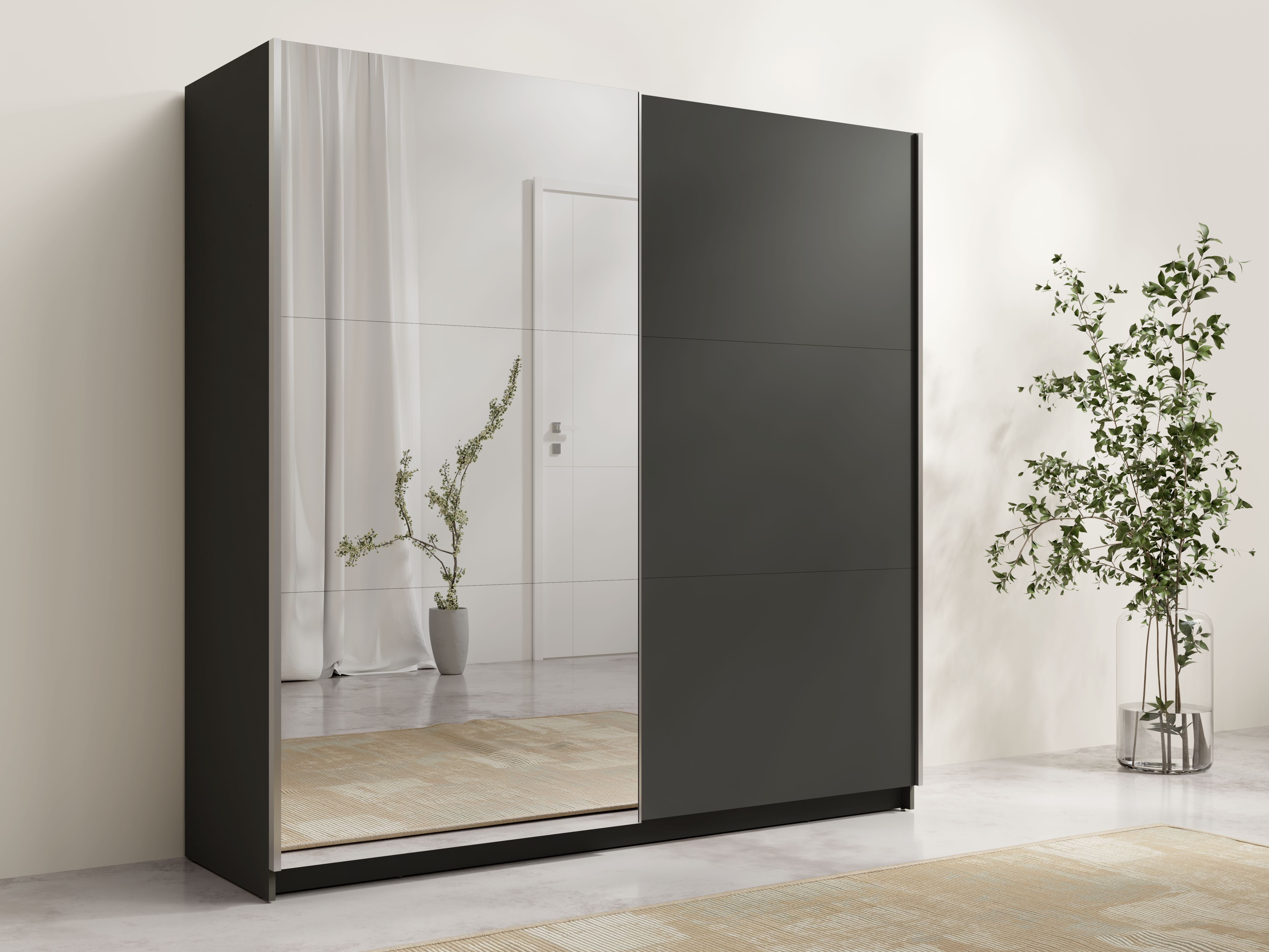 Szafa przesuwna z lustrem ZAIDA 150 cm Szary