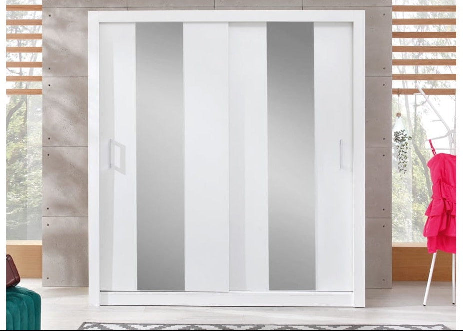 Szafa przesuwna z lustrami MAGNELL 200 cm Biały lux