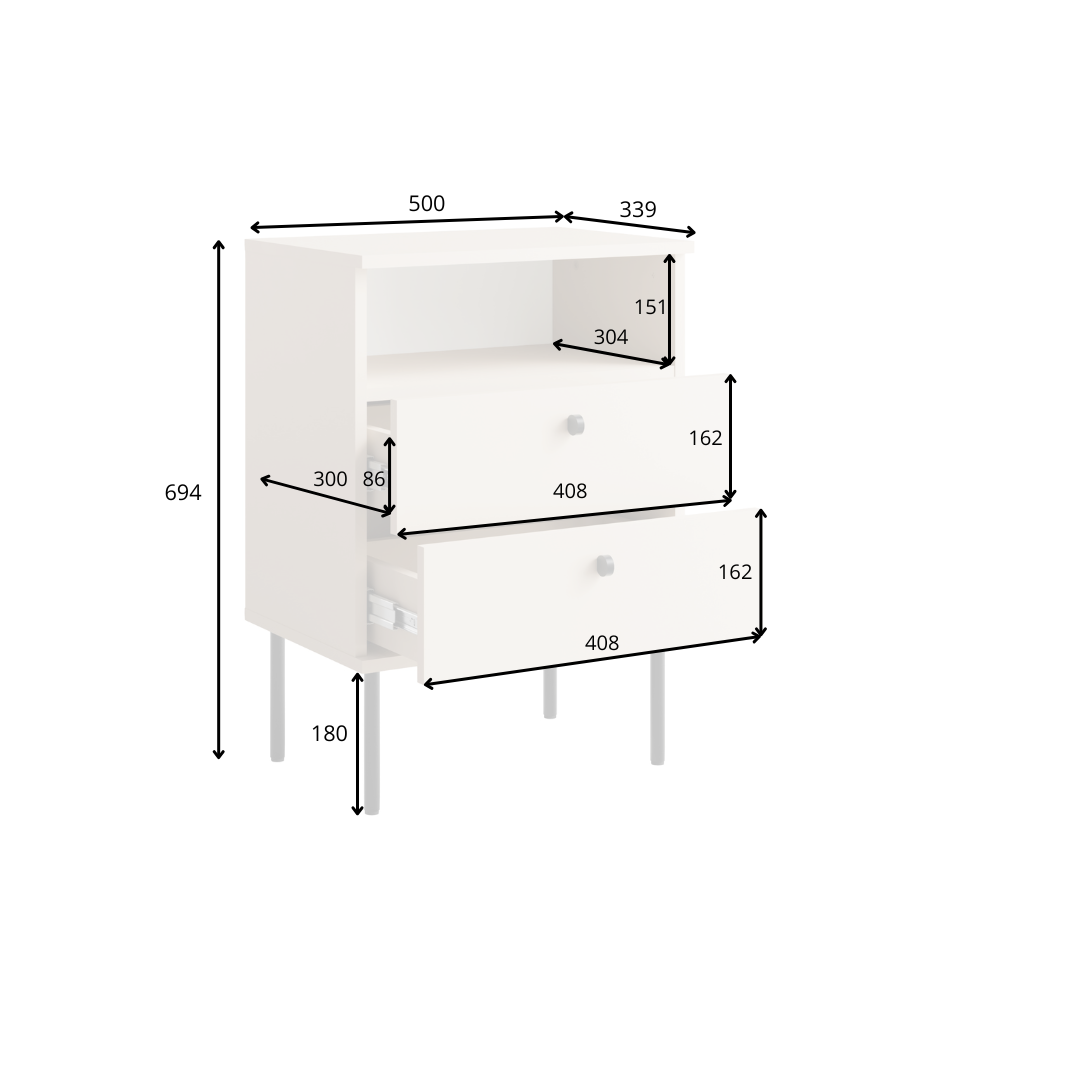 Stolik nocny SENALI 50 cm Biały
