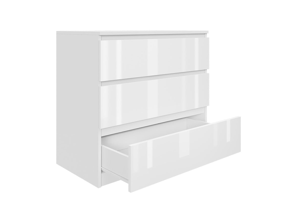 Komoda MODO 80 cm 3 szuflady Biały połysk
