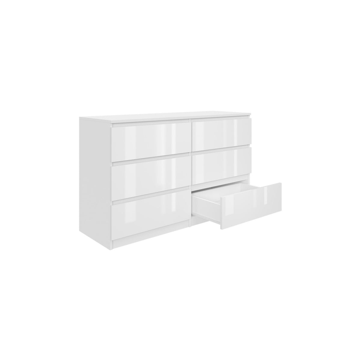 Komoda MODO 120 cm 6 szuflad Biały połysk