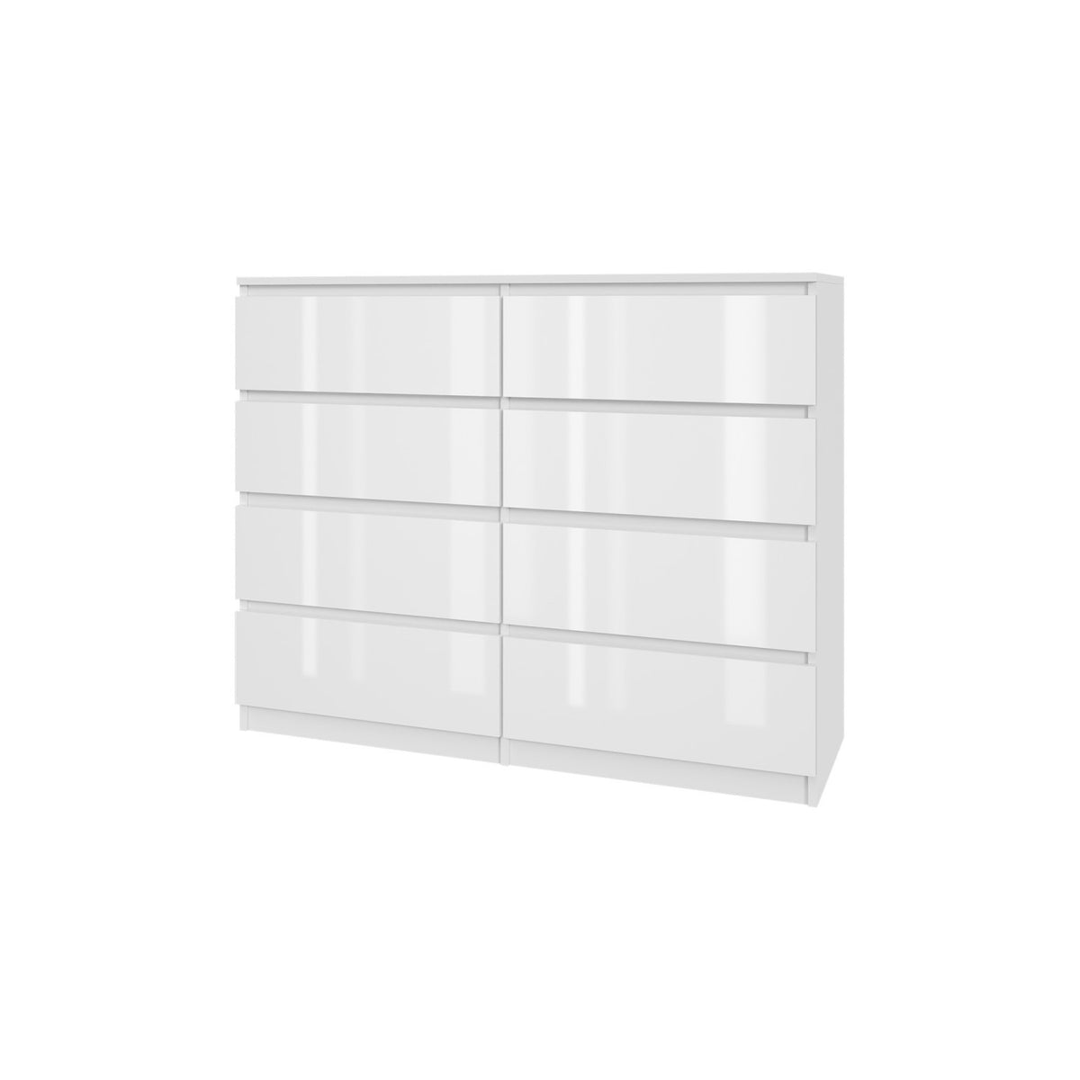 Komoda MODO 120 cm 8 szuflad Biały połysk