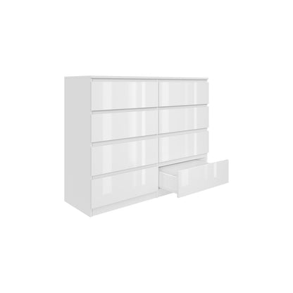 Komoda MODO 120 cm 8 szuflad Biały połysk