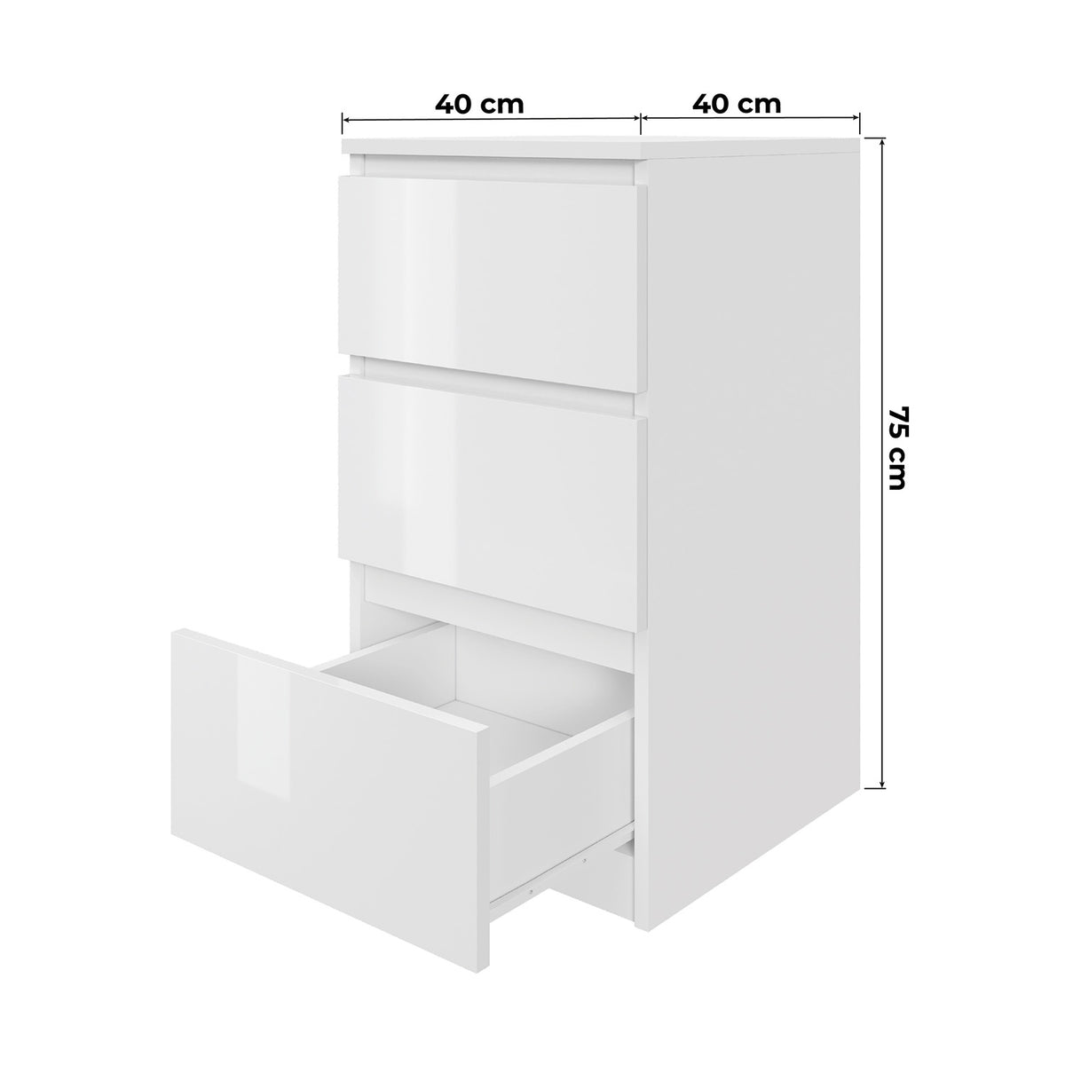 Komoda MODO 40 cm 3 szuflady Biały mat