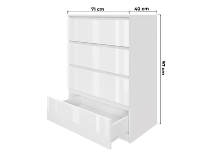 Komoda MODO 70 cm 4 szuflady Biały połysk