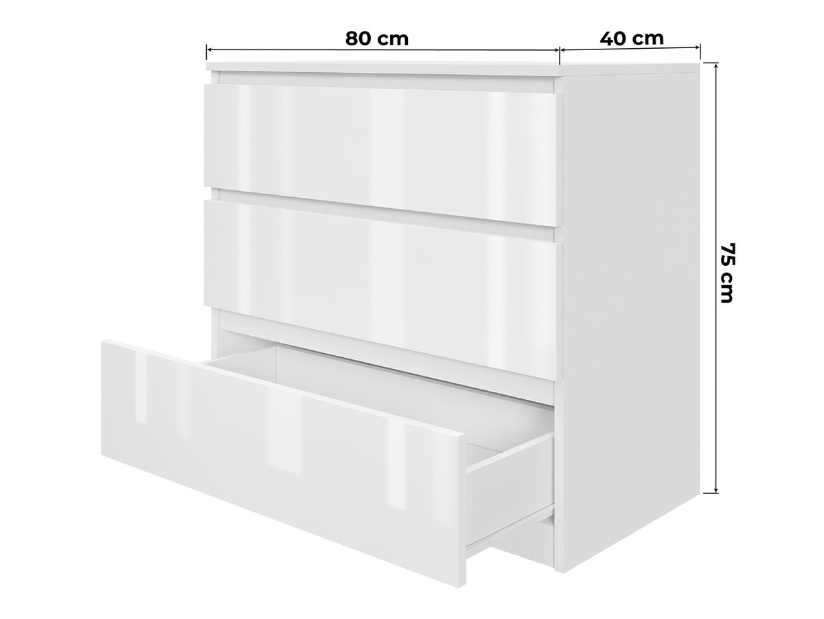 Komoda MODO 80 cm 3 szuflady Biały mat