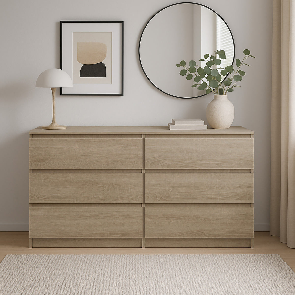 Komoda MODO 120 cm 6 szuflad Dąb sonoma