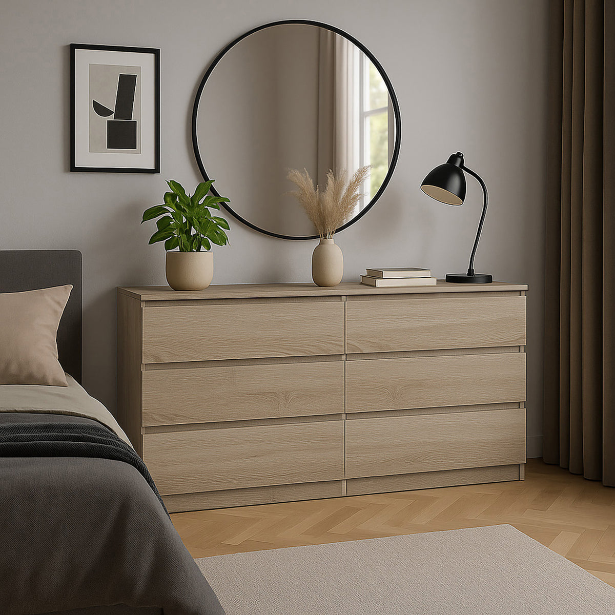 Komoda MODO 120 cm 6 szuflad Dąb sonoma