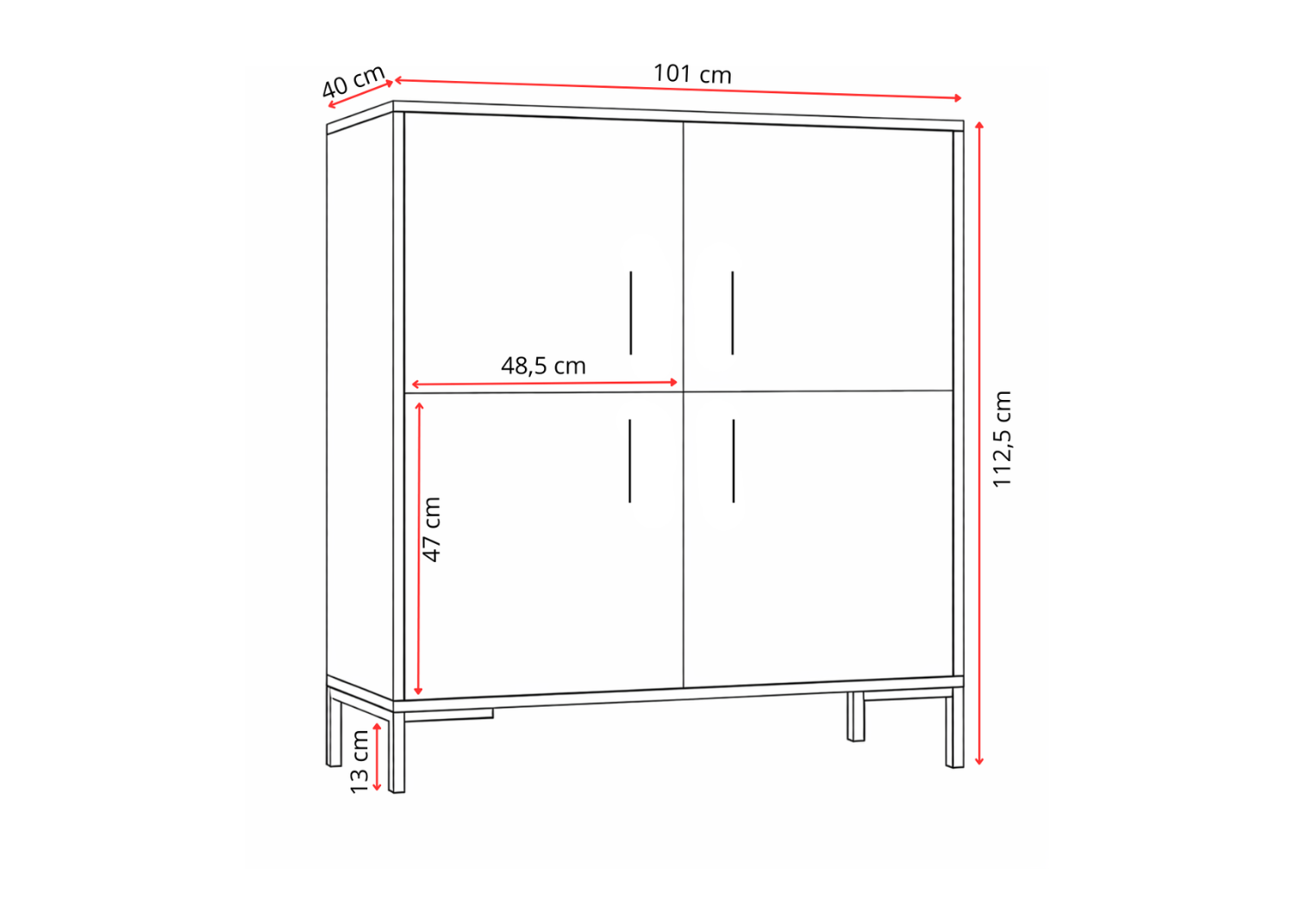 Komoda wysoka NORANO 100 cm Biały mat
