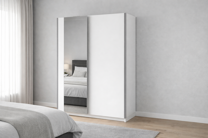 Szafa przesuwna z lustrem KOMAHO 150 cm Biały