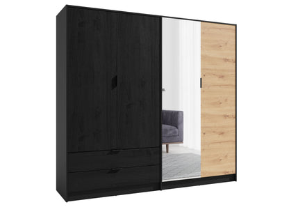 Szafa SOMBRA 220 cm Czarny + Dąb artisan
