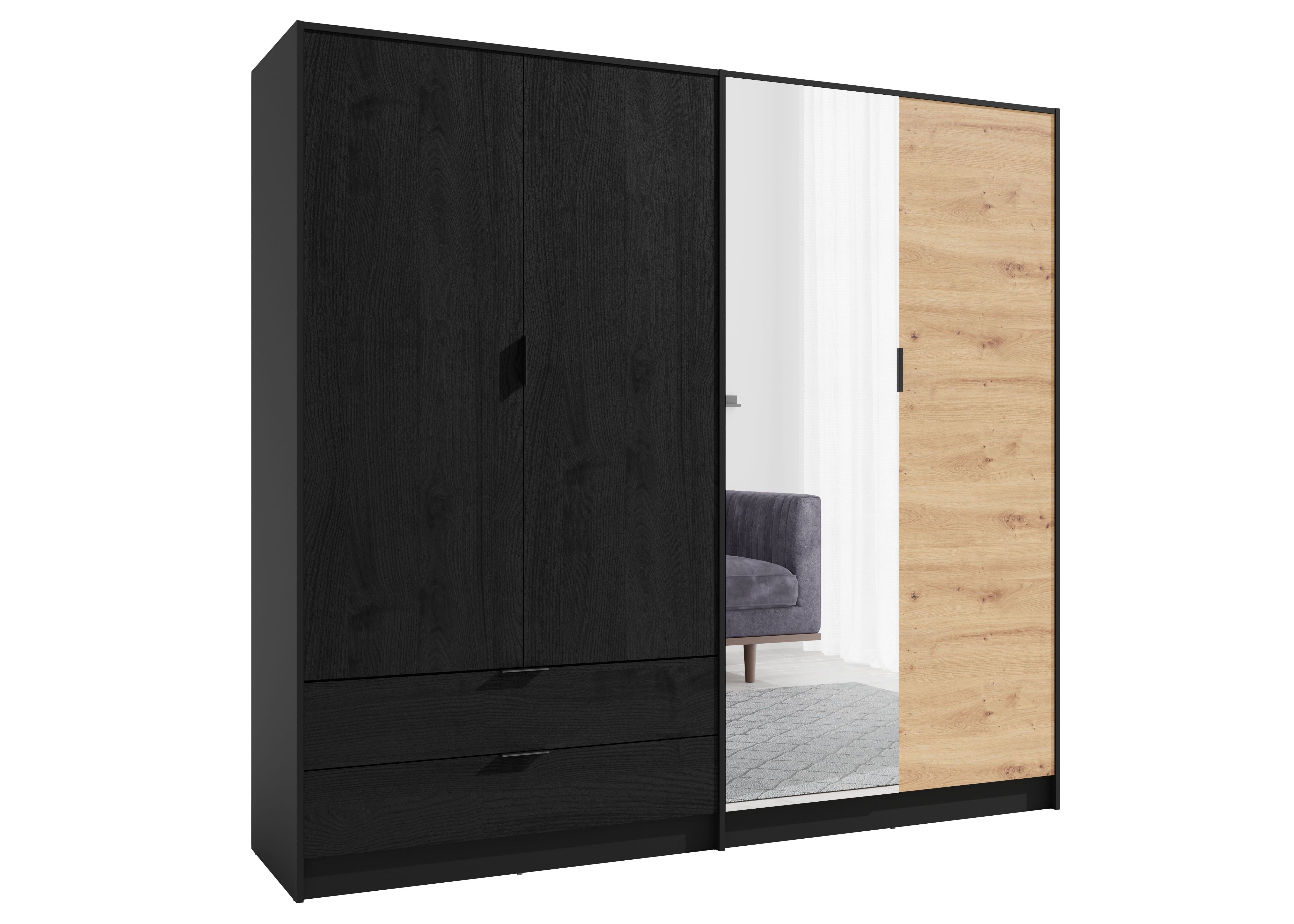 Szafa SOMBRA 220 cm Czarny + Dąb artisan