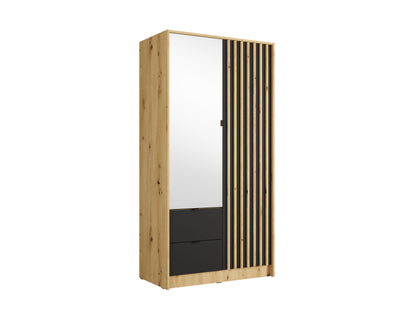 Szafa dwudrzwiowa z lustrem LUNOMA 100 cm Dąb artisan