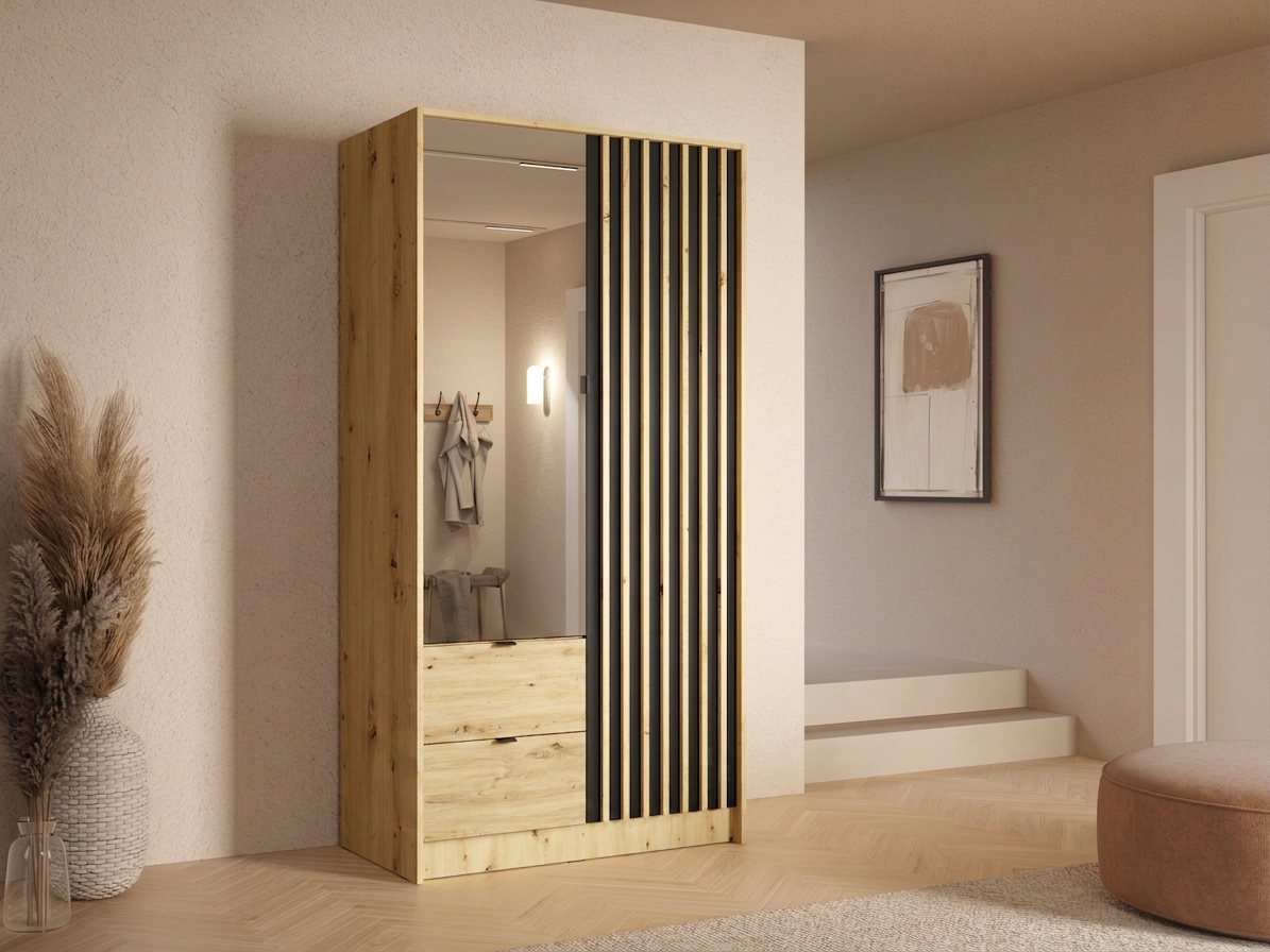 Szafa dwudrzwiowa z lustrem LUNOMA 100 cm Dąb artisan