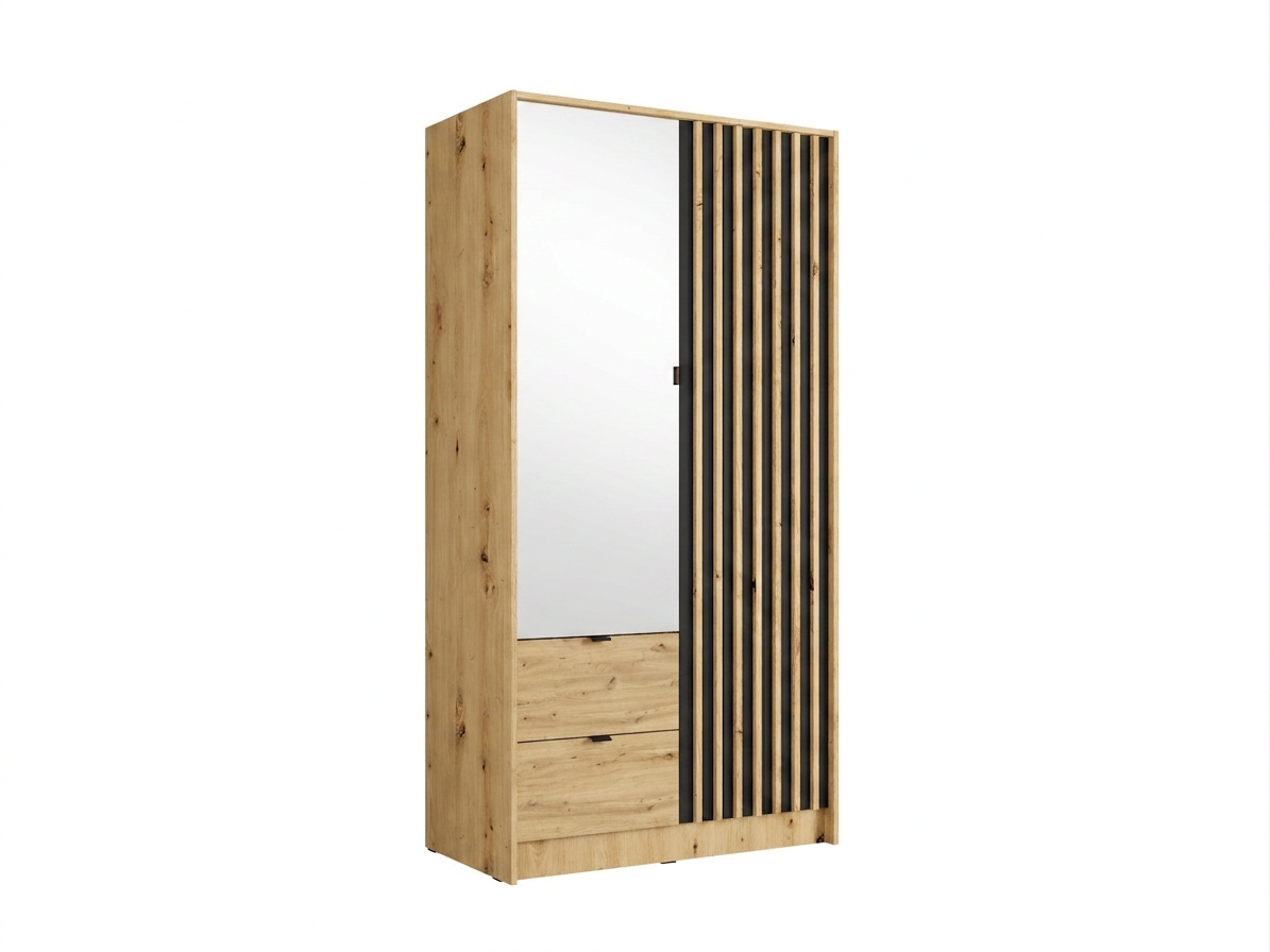 Szafa dwudrzwiowa z lustrem LUNOMA 100 cm Dąb artisan