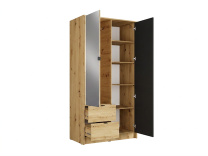 Szafa dwudrzwiowa z lustrem LUNOMA 100 cm Dąb artisan