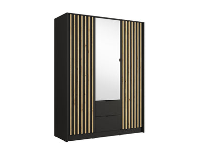 Szafa trzydrzwiowa z lustrem LUNOMA 150 cm Czarny onyx