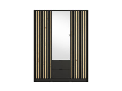 Szafa trzydrzwiowa z lustrem LUNOMA 150 cm Czarny onyx