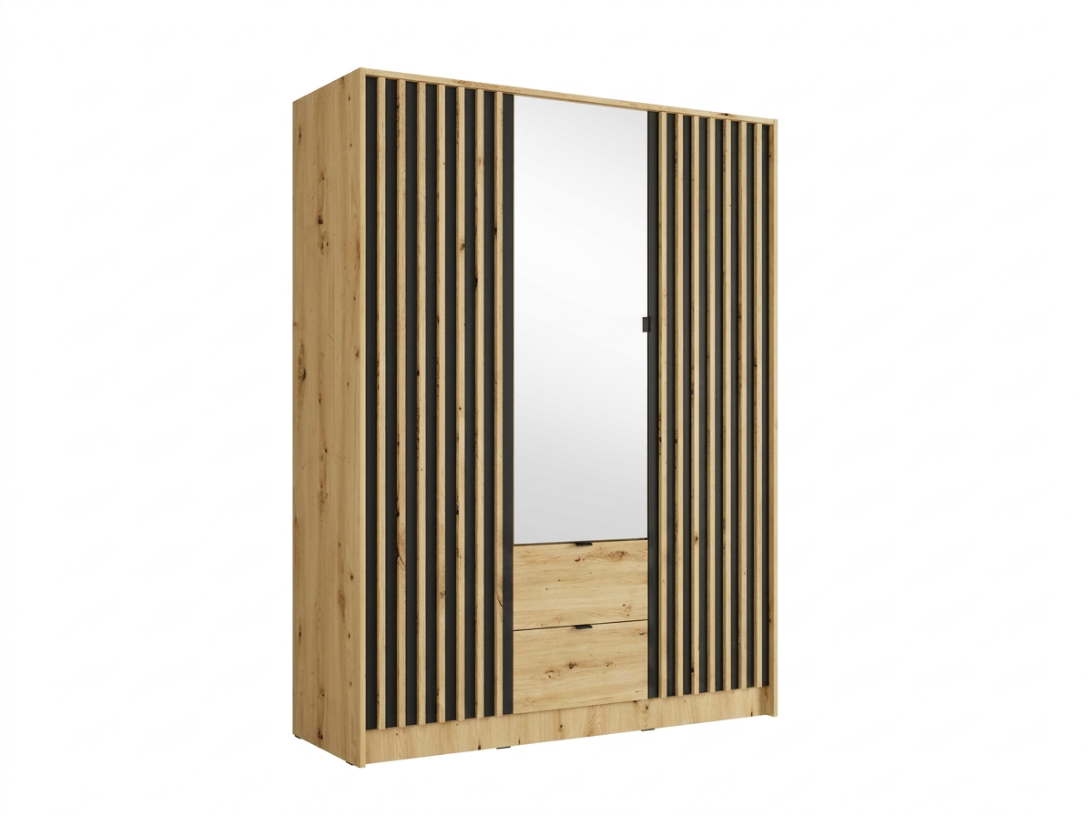 Szafa trzydrzwiowa z lustrem LUNOMA 150 cm Dąb artisan