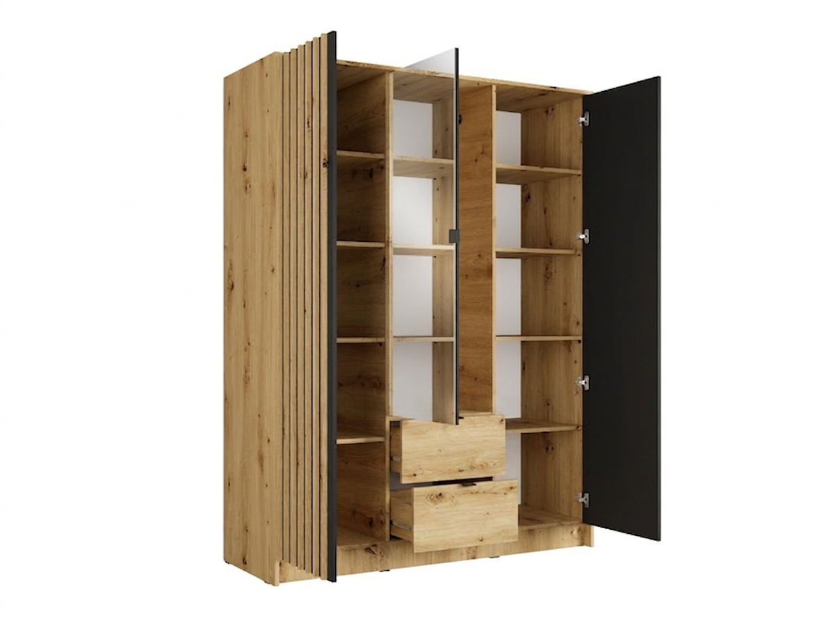 Szafa trzydrzwiowa z lustrem LUNOMA 150 cm Dąb artisan
