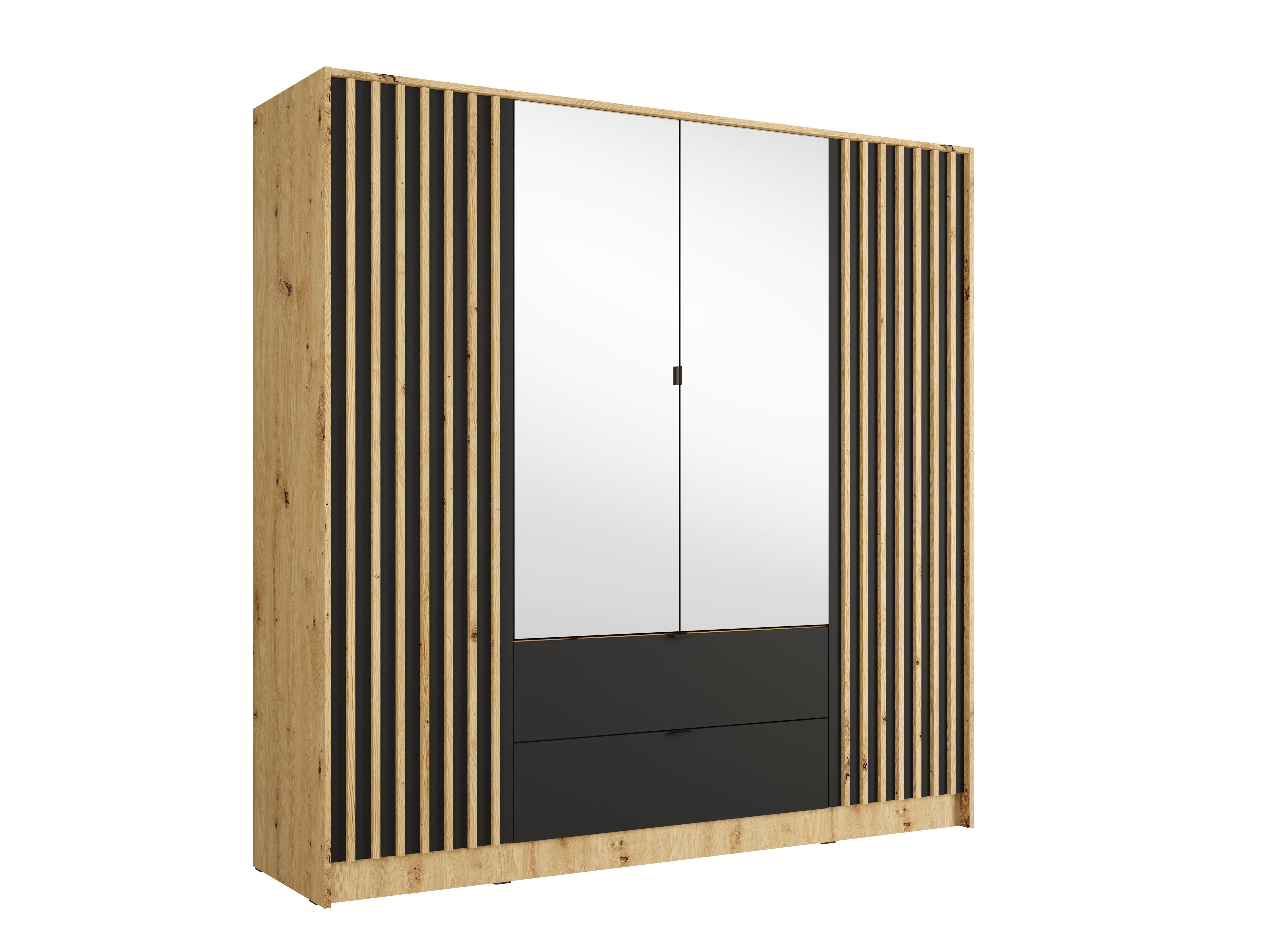 Szafa czterodrzwiowa z lustrem LUNOMA 200 cm Dąb artisan