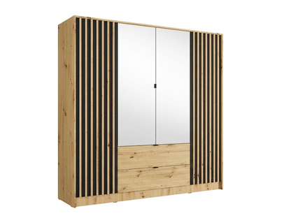 Szafa czterodrzwiowa z lustrem LUNOMA 200 cm Dąb artisan