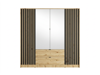 Szafa czterodrzwiowa z lustrem LUNOMA 200 cm Dąb artisan