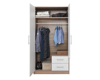 Szafa dwudrzwiowa VENTO z lustrem 100 cm Dąb sonoma + biały