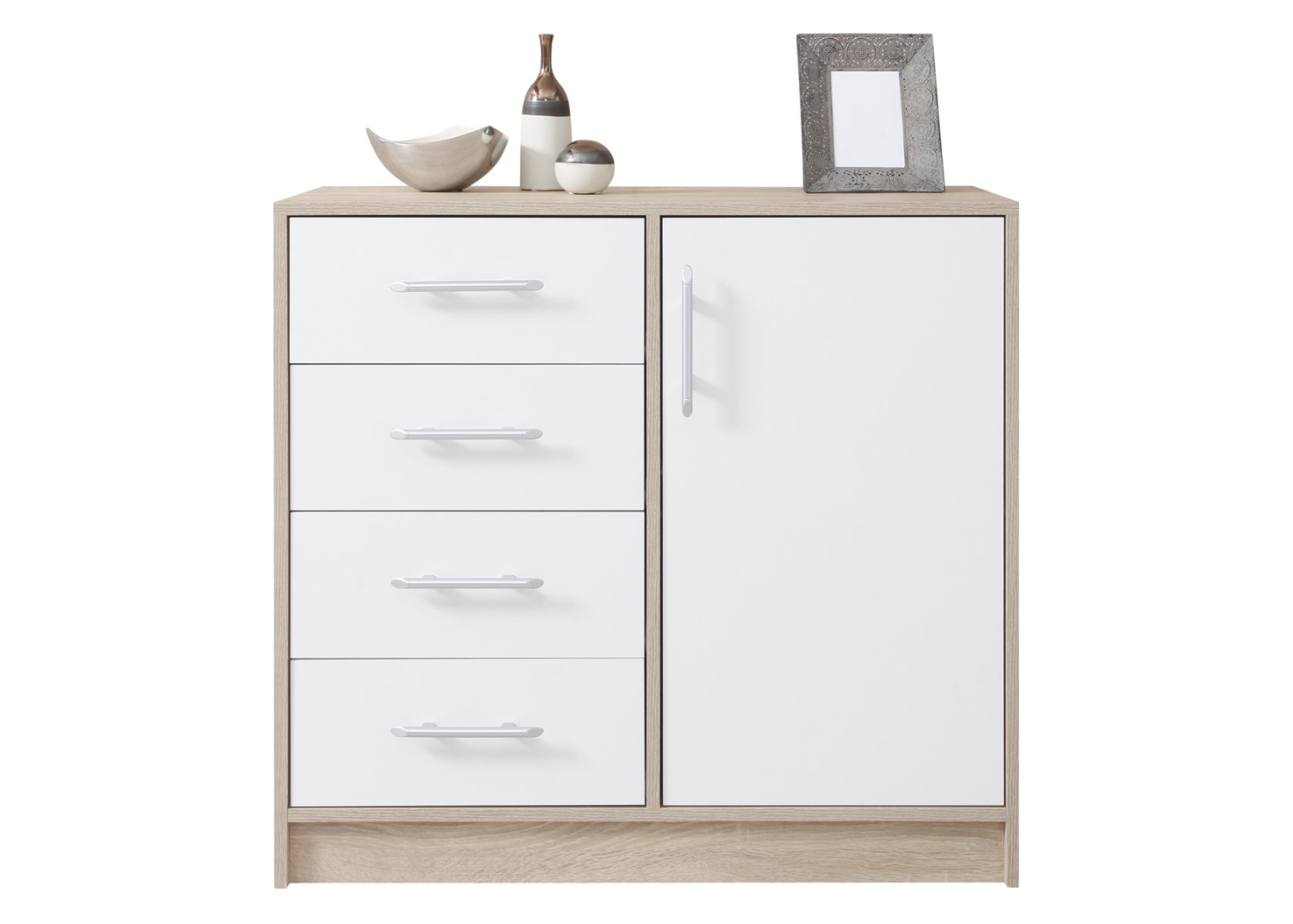 Komoda VENTO 90 cm Dąb sonoma + biały