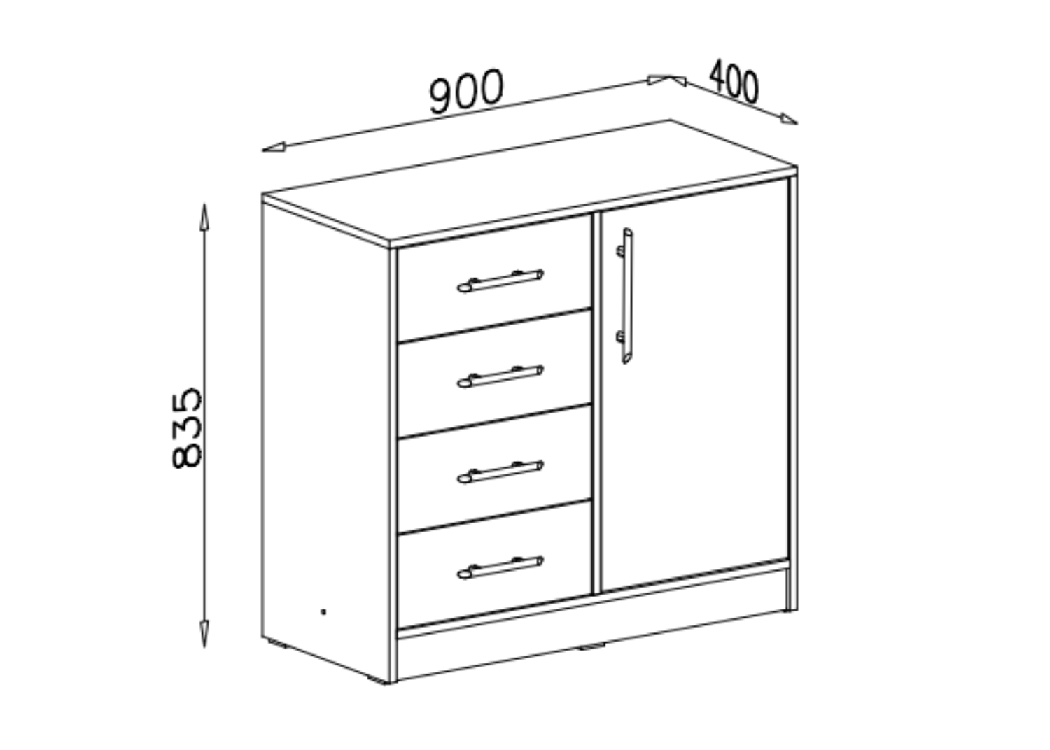 Komoda VENTO 90 cm Dąb sonoma + biały