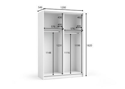 Szafa przesuwna z lustrem HELIAN 120 cm Biały