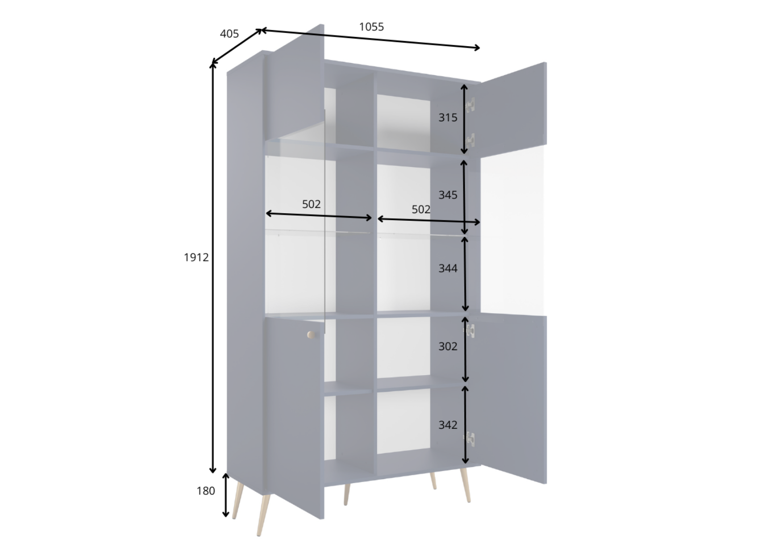 Witryna ETERIS 105 cm Beżowy